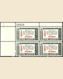 #1141 - 4¢ Credo - Jefferson Plate Block