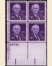 #1170 - 4¢ Senator Walter George Plate Block