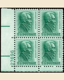 #1209- 1¢ Andrew Jackson Plate Block