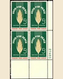 #1231 - 5¢ Food for Peace Plate Block