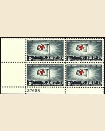 #1239 - 5¢ Red Cross Plate Block