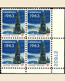 #1240 - 5¢ Christmas Plate Block
