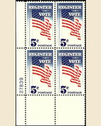 #1249 - 5¢ Register and Vote Plate Block
