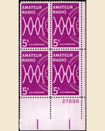 #1260 - 5¢ Amateur Radio Plate Block