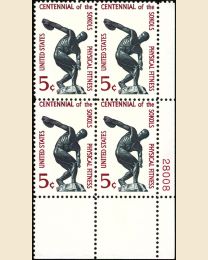 #1262- 5¢ Physical Fitness-Sokol Plate Block