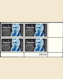 #1270- 5¢ Robert Fulton Plate Block