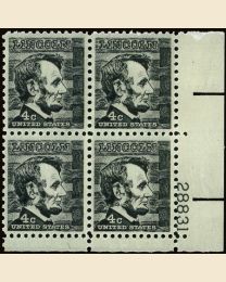 #1282 - 4¢ Abraham Lincoln Plate Block