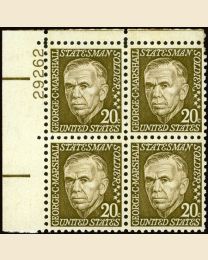 #1289 - 20¢ George C. Marshall Plate Block