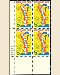 #1319- 5¢ Great River Road Plate Block