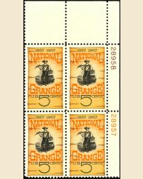 #1323- 5¢ National Grange Plate Block