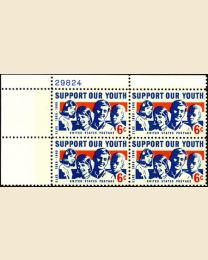 #1342- 6¢ Support our Youth Plate Block