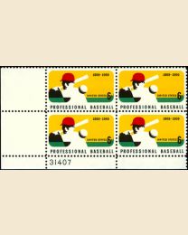 #1381 - 6¢ Professional Baseball Plate Block
