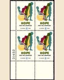 #1385- 6¢ Rehabilitation Plate Block