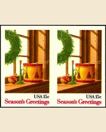 US #1843a 15¢ Wreath & Toy