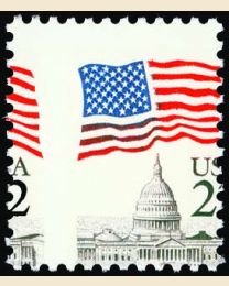 US #2114 22¢ Flag over Capitol Misperf
