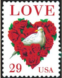 #2814C - 29¢ Love: Dove and Roses from sheet
