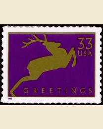 #3358 - 33¢ Deer (narrow frameline)