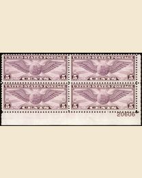 #C16 - 5¢ Winged Globe: Plate Block