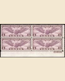 #C16 - 5¢ Winged Globe: Plate Block