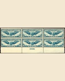 #C24 - 30¢ Trans-Atlantic Winged Globe: Plate Block