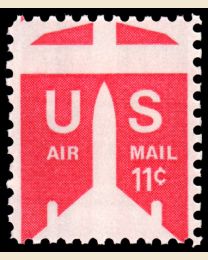 US #C78  11¢ Silhouette of Jet Misperf