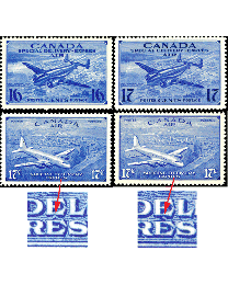 Canada CE1-CE4  1942-1947 Complete Set of 4 - note the distinction between CE3 and CE4 is the accent character above the second "E" in EXPRES