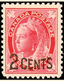 Canada Queen Victoria 2 cents overprint