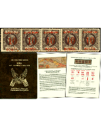 Includes the scarce, mint strip of 5, its fascinating history all housed in a protective portfolio.