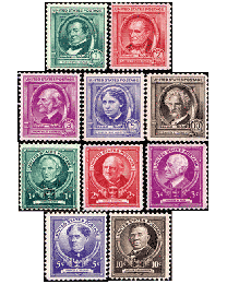 1940 Famous Americans Set of 35 Stamps