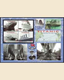 Titanic Full sheet with 4 stamps measures 6 x 8 1/2 inches