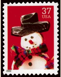 #3676 - 37¢ Snowman Red Plaid Scarf
