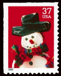 #3684 - 37¢ Snowman Red Plaid Scarf
