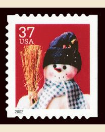 #3689 - 37¢ Snowman Blue Plaid Scarf