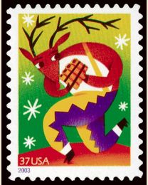 #3821 - 37¢ Reindeer - Pan Pipes