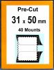 Pre-cut Mounts  31 x 50 mm  (stamp w x h)
