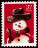 #3676 - 37¢ Snowman Red Plaid Scarf