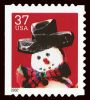 #3688 - 37¢ Snowman Red Plaid Scarf