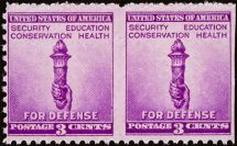 US #901a 3¢ Torch Error Pair