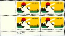 #1381 - 6¢ Professional Baseball Plate Block