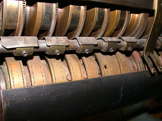 Closeup of a rotary perforating machine