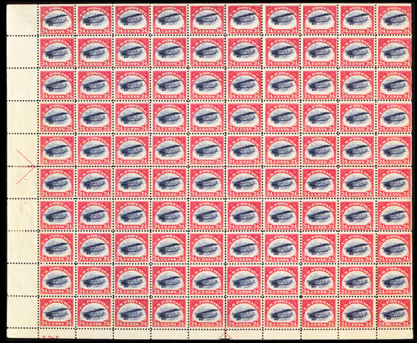 Full Postage Stamp Sheet World's First Airmail U.S. C3